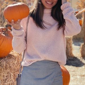 H&M soft pink waffle knit sweater